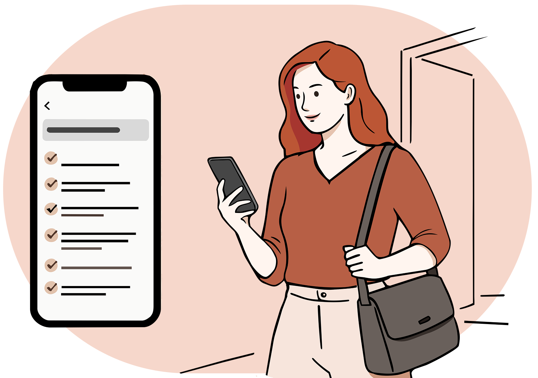 Patient reviewing a visit summary on a phone while leaving the office